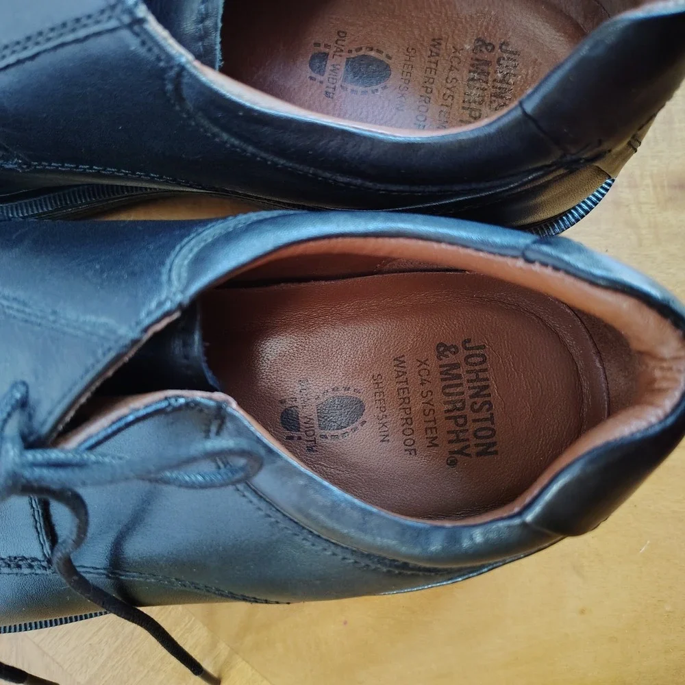 Johnston Murphy XC4 Mens Sz 8½ M Dress Shoes Black Oxfords‎ Waterproof Apron Toe